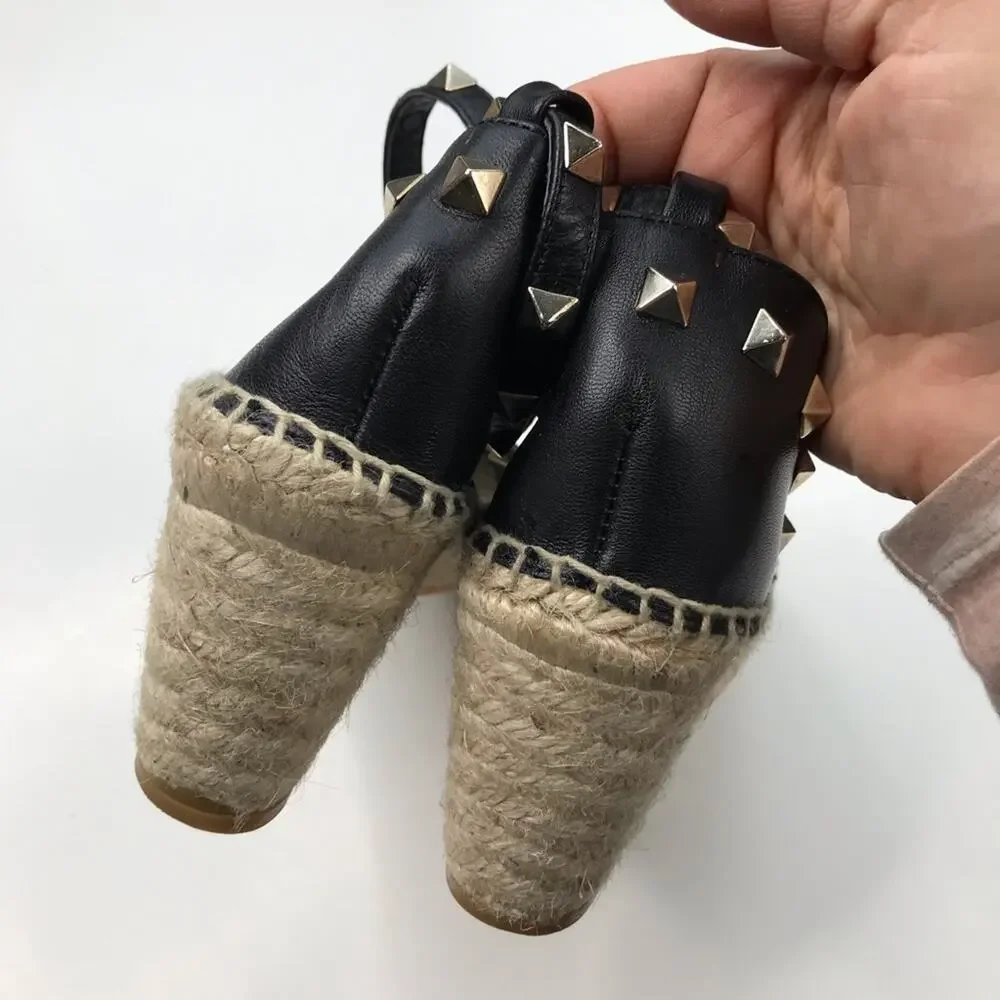 Ash Women's Winnie Snakeskin Studded Platform Espadrille Wedge Sandals Size 39